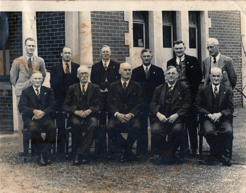 In the back row left to right AE Wright, AJ Carmichael, A Alsford, F Jones,                            FH Jolliffe, HG Bennett (health inspector). Seated left to right R.Boyle, RJ Seymour (vice chairman), PL Reynolds (chairman), LM Powell (secretary) and S Carter. Photo supplied by David Powell.