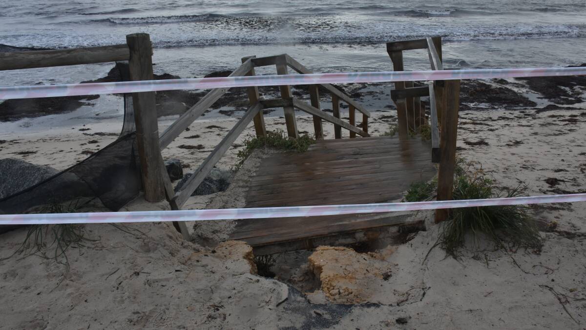 The West Street stairs in Busselton were damaged in a storm which hit the coast last year.