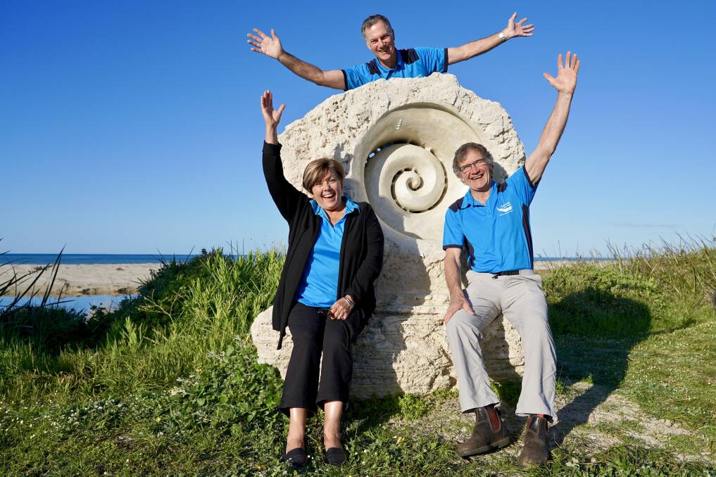 Sculpture By the Bay coordinators Vicky Small, Greg Banfield and Chris Harding are delighted with the early response from artists. Image supplied.