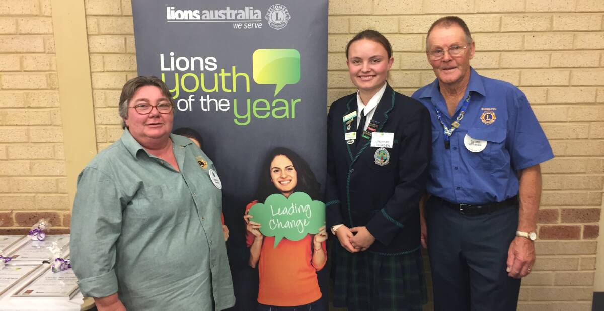 Trish Robinson, WA Lions Youth of the Year Hannah Bowden, and Lions Club of Busselton member Geoff Littlefair.