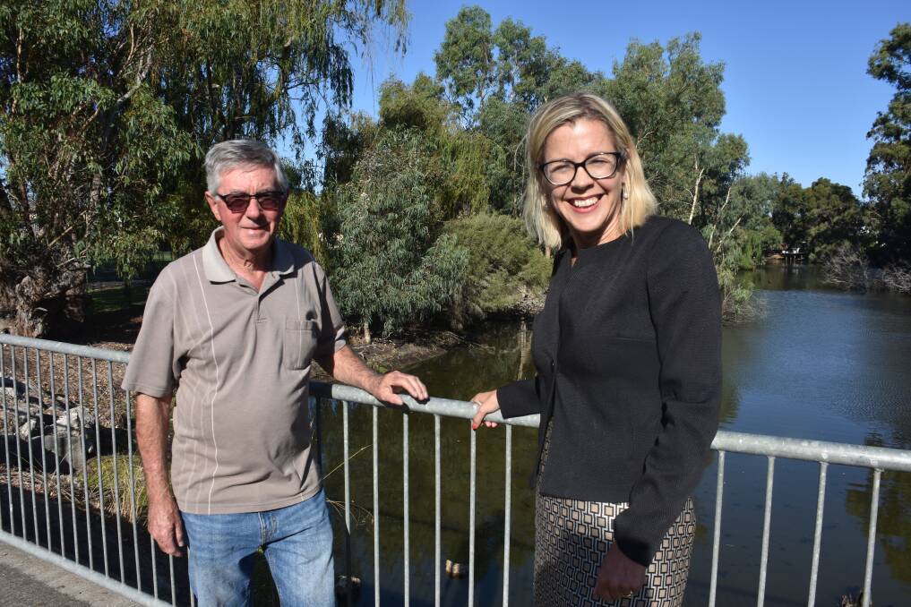 Busselton resident Keith Sims and Vasse MLA Libby Mettam raise concerns about the management of the Vasse River.