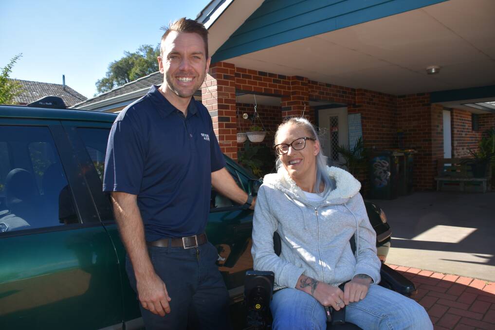 Senses Australia occupational therapist Callum Johnson and Busselton resident Kate Wilson are hoping to raise $20,000 to buy Kate a vehicle so she can gain her independence back.