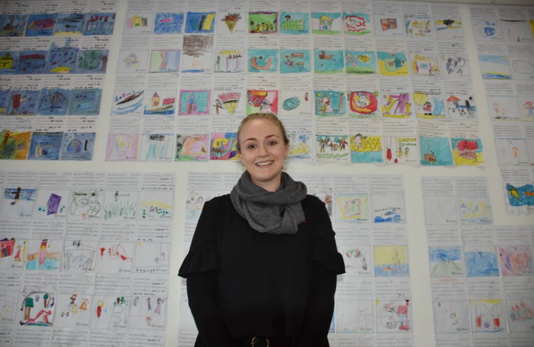 West Busselton Shopping Centre manager Candace Guile has a display of students pictures highlighting what they like about growing up in Busselton.