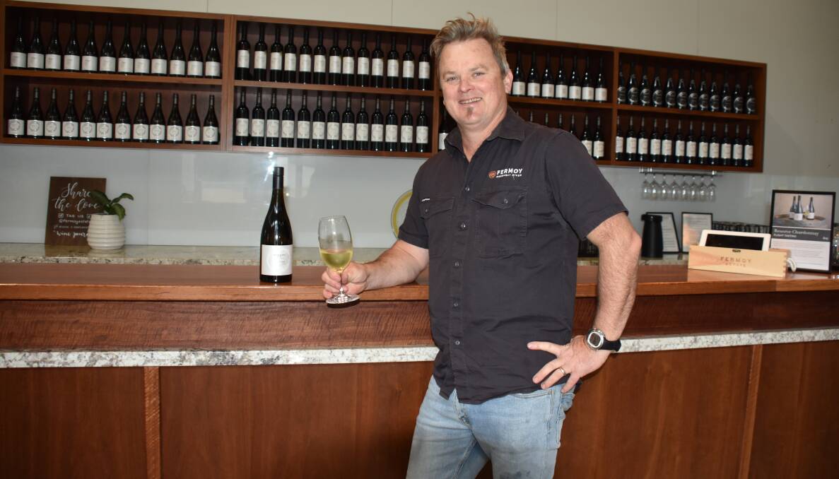 Fermoy Estate chief winemaker Jeremy Hodgson with their awarded 'Best in Show' at the 2021 Decanter World Wine Awards 2019 Reserve Chardonnay. 