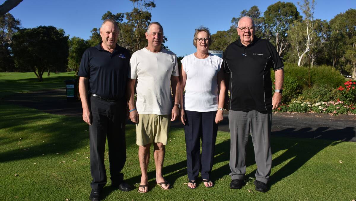 The hardworking team behind the Gail Kearney Memorial Busselton Hospice Golf Day Glenn Paterson, Mike Kearney, Jan Honey and Neil Honey.
