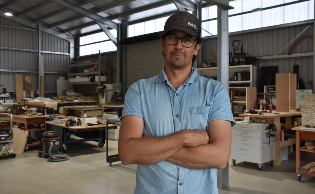 Furniture maker Nathan Day at his workshop in the Vasse Business Park which will be open to the public during Margaret River Region Open Studios.