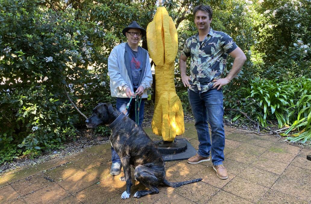 Artist and sculpture Shane Hadley with Tre and Skigh Wine owner Skigh McManus, which will be hosting Hadley during Margaret River Region Open Studios.