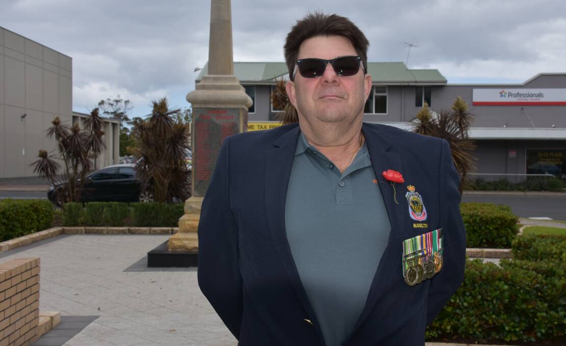 Busselton RSL president Keith Scardifield at the cenotaph.