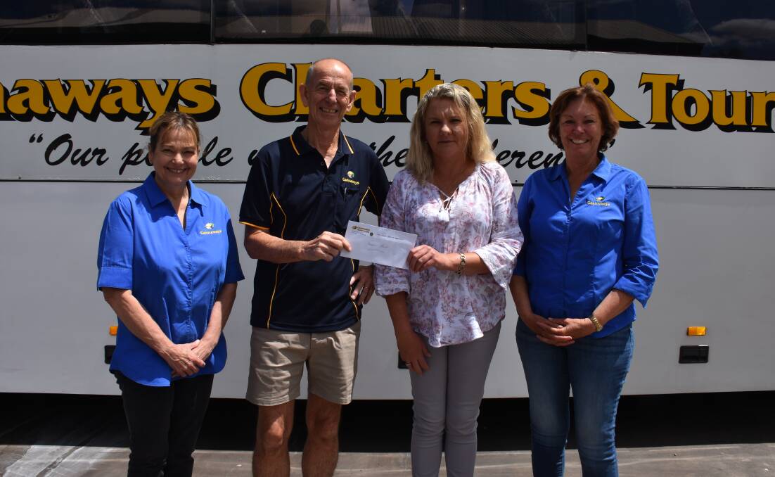 Gannaways Charters & Tours team members Janet Dye, Ray Gannaway, Tuart House outreach worker Sue and Robyn Robertson.
