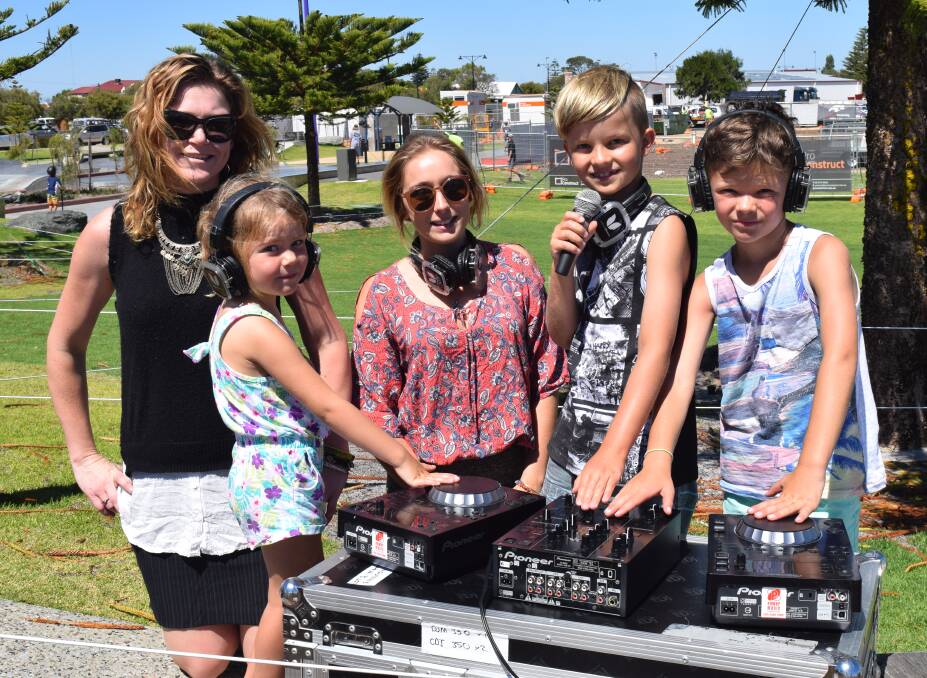 City of Busselton youth development officer Angela Griffin, Bella, youth development trainee Keeley Milner, William and Lenny are set to get down this weekend.