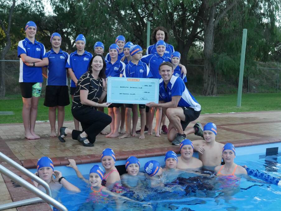 The Busselton Swimming Club has new uniforms and equipment thanks to a grant from Bankwest. Image supplied.