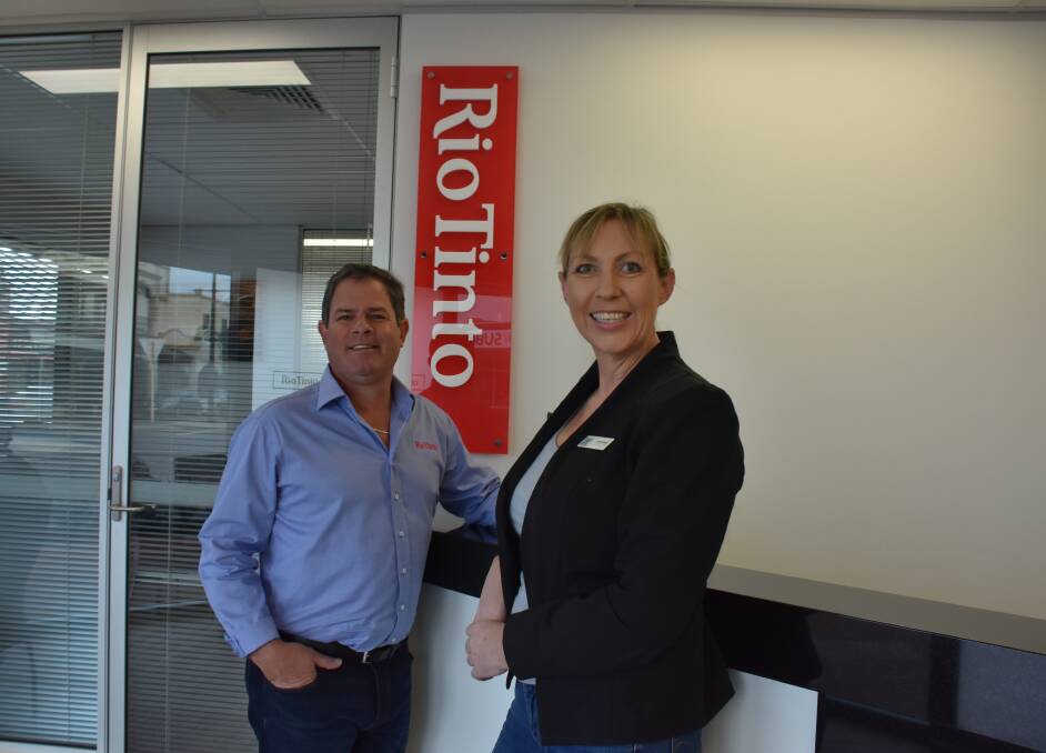 Rio Tinto superindtendent community engagement Justin Francesconi and Busselton Chamber of Commerce and Industry Jodie Richards.