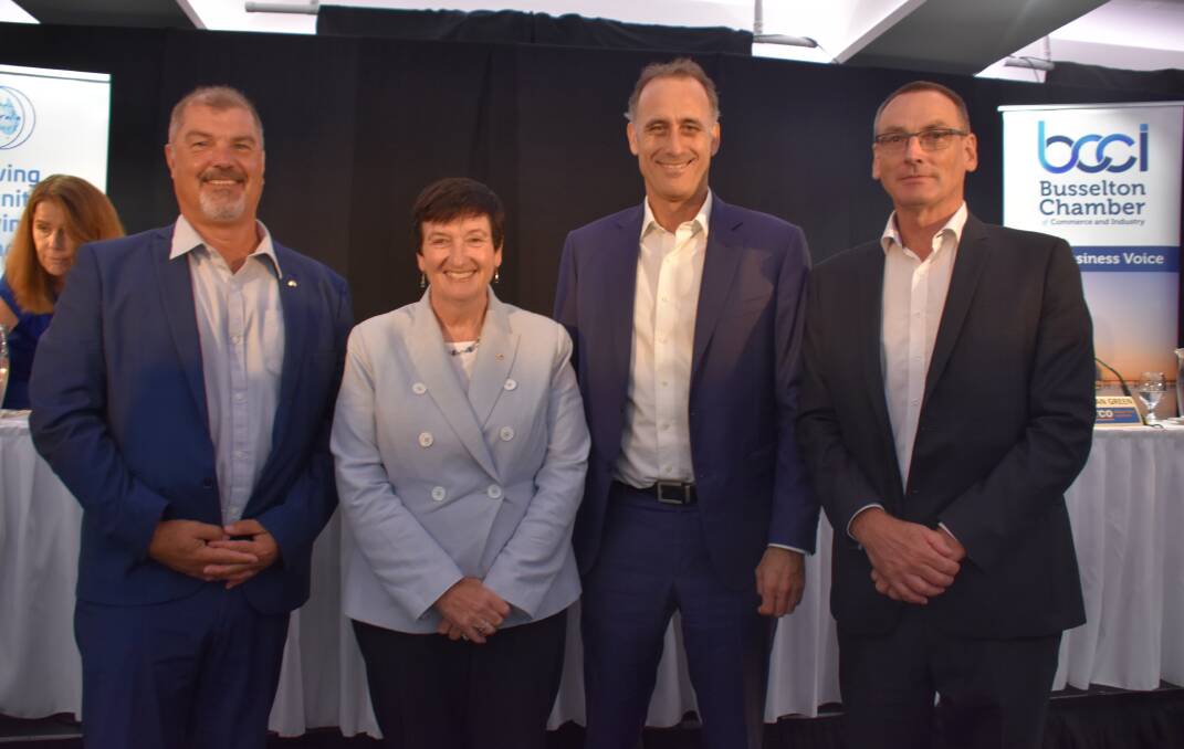 City of Busselton mayor Grant Henley, Business Council of Australia chief executive officer Jennifer Westacott, Wesfarmers CEO Rob Scott and ATCO CEO Stevan Green.