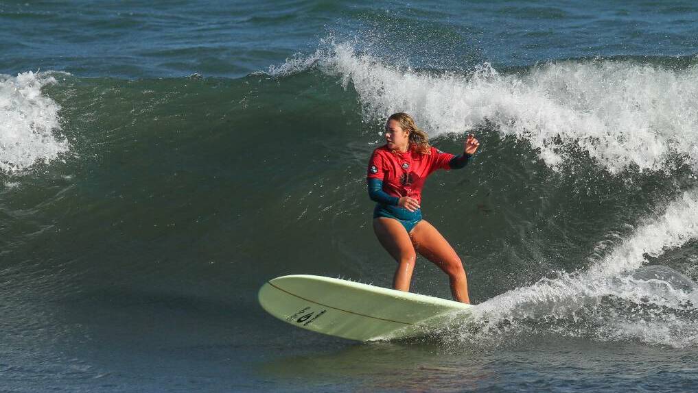 Chelsea Bedford from Vasse at last year's Whalebone Longboard Classic in Cottesloe. Photo: Surfing WA
