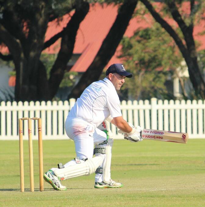 THAT’S FOUR: Nick Ritchie shows the off-side strokes that brought him his highest score for Dunsborough in A-Grade cricket on Saturday. Photo: Vanessa Hatton.