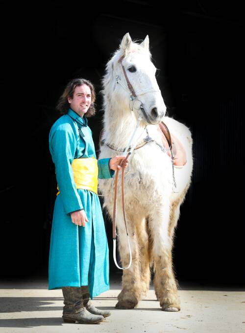 Traditional garb: Adrian Corboy with his Persian horse Clancy at his stables.