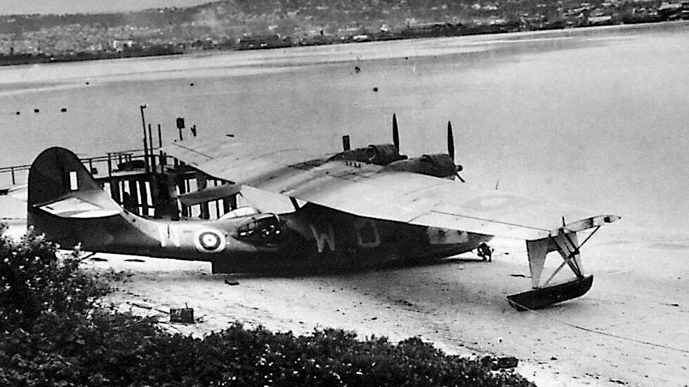 A RAF Catalina flying boat, beached for servicing on Salisbury Island in Durban Harbour, in late 1942. Picture: Courtesy of Denis Saunders