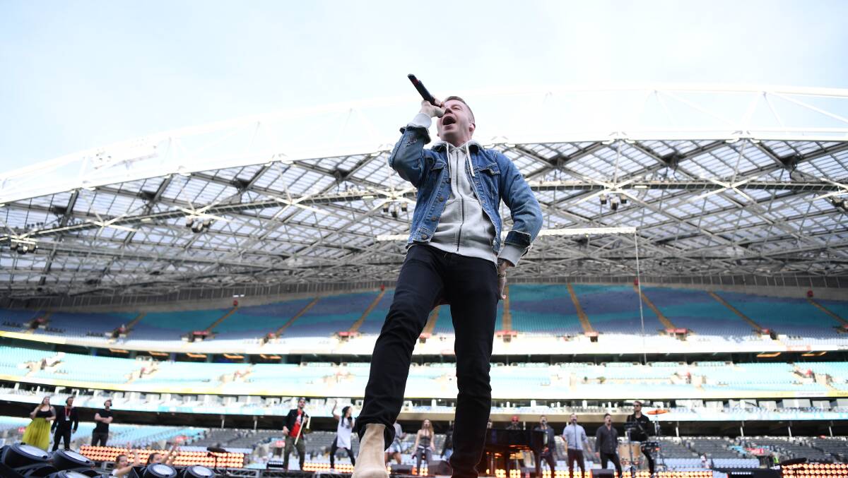 Macklemore sound check rehearsal ahead of today's NRL Grand Final. NRL Photos