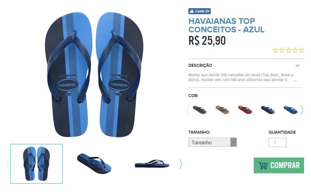 Screenshot of the Havaianas Brazilian website. 