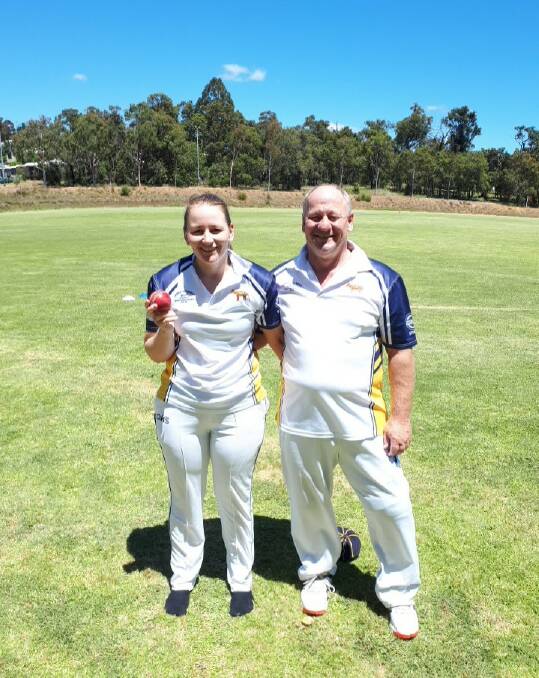 LEADING THE WAY: Nannup cricket president Pieter Bresser with daughter Emma Bresser, who last week became the first female to take a 5-wicket bag in the history of the Busselton-Margaret River Cricket Association. Photo: Allan Miller