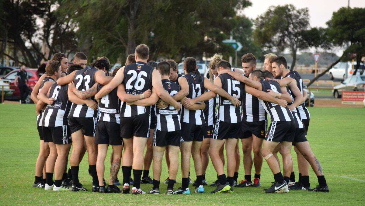 The Busselton Magpies had to band together to try to defeat Harvey on Sunday.