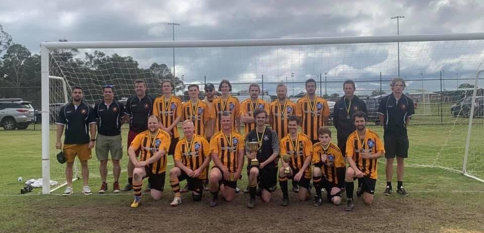 The South West Cup 2021 winners the Geographe Football Club men's division one. Photo by Jasmine Nairn.