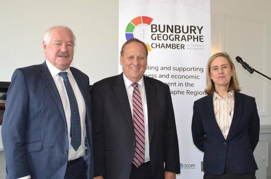 WA first: Mick Murray, Don Punch, and Simone McGurk visited Bunbury on Friday, May 11 for the State Budget announcement. Photo: Thomas Munday.