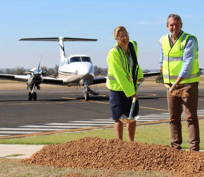 Libby Mettam and Terry Redman at the sod turning ceremony for the airport. Photo: Ivy Jame