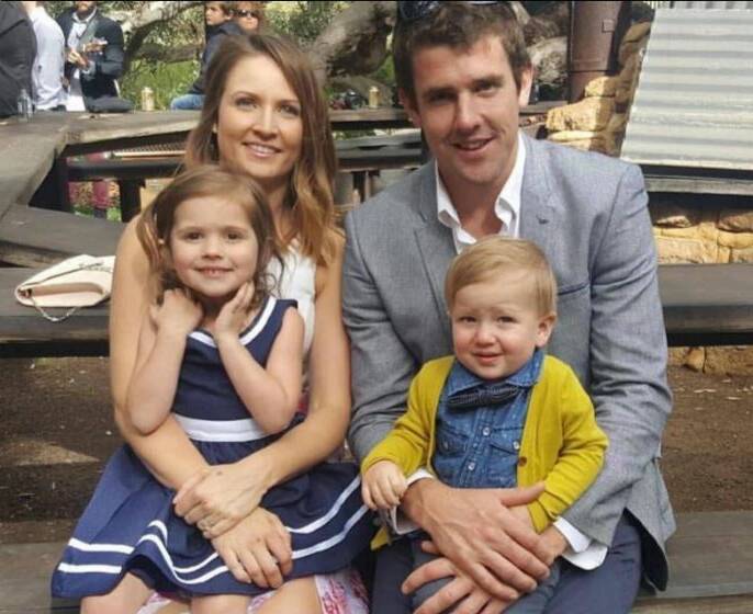 Justine and Brant Roberts with Indiana, 4, and Oliver, 2, who has recently been diagnosed with Acute Lymphoblastic Leukemia. Image supplied.
