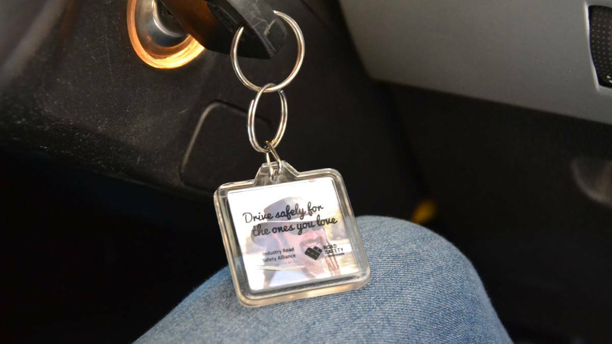 The keyring launched by the Industry Road Safety Alliance South West. Image supplied.
