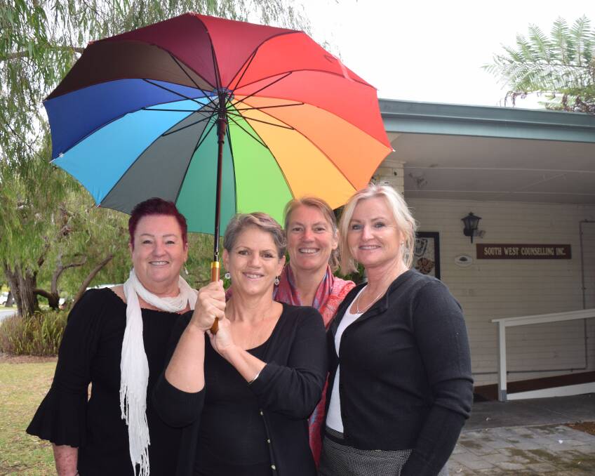 South West Counselling chief executive officer Karen Sommerville, Deb George, community development officer Bev Atkinson and Kaye Ryan. Image Sophie Elliott.