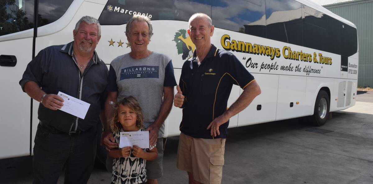 Mates president Rob Reekie, Disabled Surfing Association South West coordinator Ant Pursell, Henry Pursell and Gannaways Charters and Tours director Ray Gannaway. 