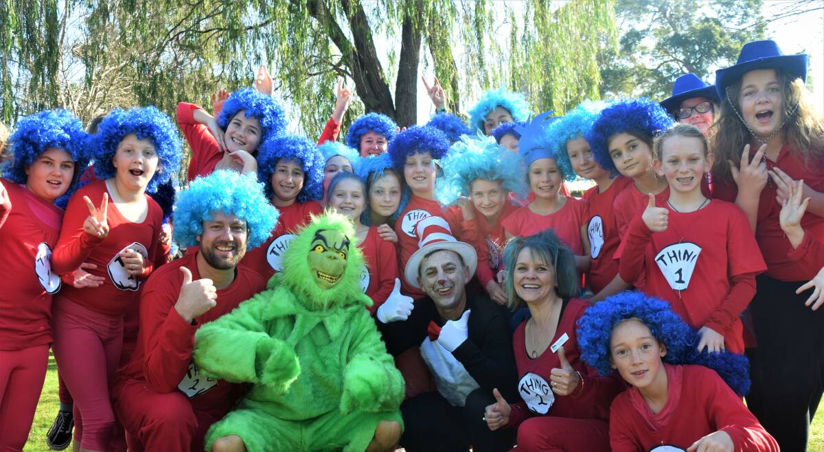 Teachers and support staff got in on the fun, and The Grinch and Cat In The Hat were also spotted at the record attempt. Image Sophie Elliott.