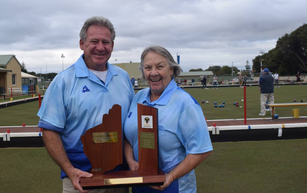 Busselton Bowling Club president Wayne Coyle and secretary Jennie Bruce are over the moon after the club received the recognition from Bowls WA. Image Sophie Elliott.