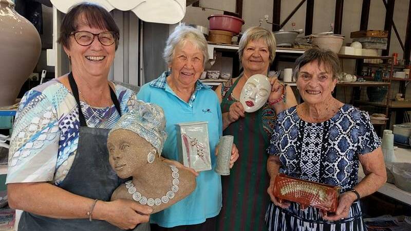 Busselton Pottery Group members Brigitta Kurmann-Fischer, Hazel Johnston, Christa Rogers and Joan Kent at last year's exhibition.