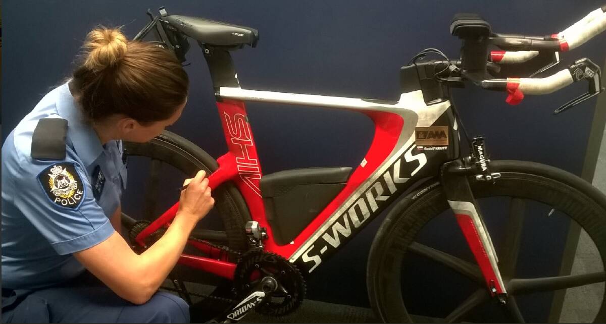 A $12,000 racing bike, which was stolen following the Ironman WA event, has been recovered. Image Busselton Police.