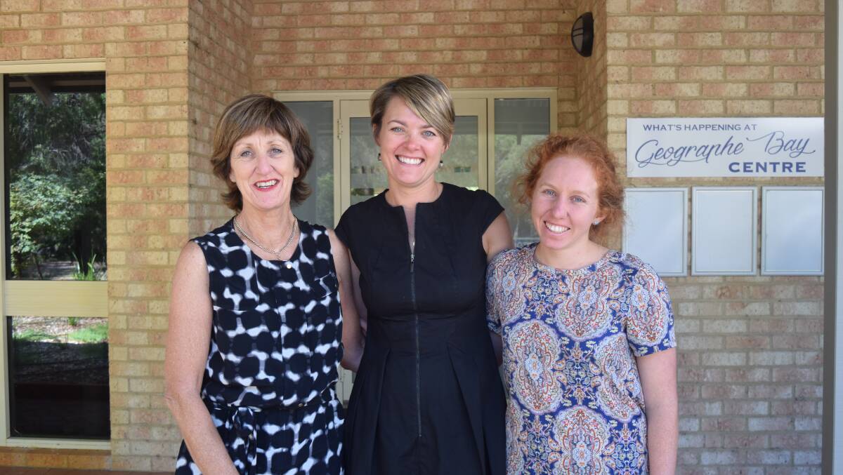 Busselton Hospice Care Inc manager Judy Waterman and The Rural Clinical School of WA Busselton’s lead medical coordinator Sarah Moore and student Anna Kelly.