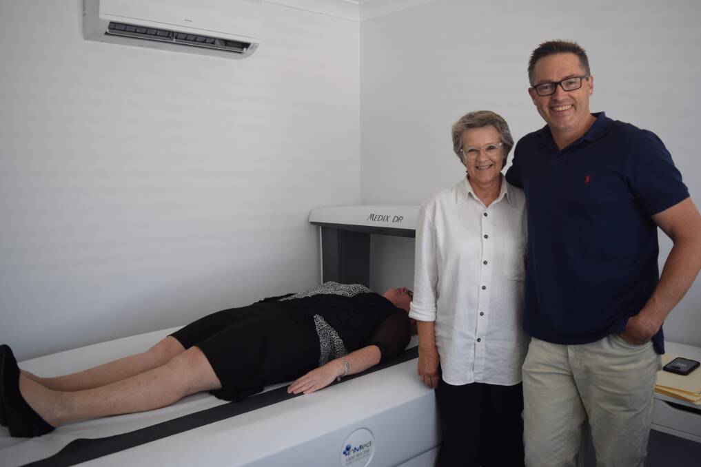 Busselton Nuclear Imaging nuclear medical scientist Barbara Smiles and director Pete Tually test out the new equipment. Image Sophie Elliott.