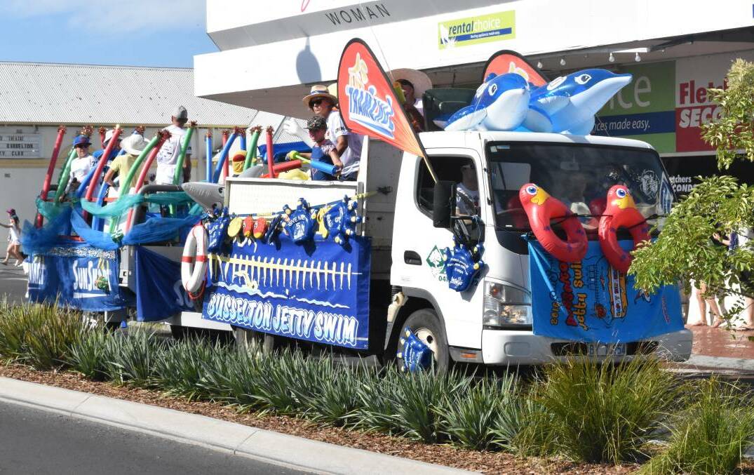 A float entry from the 2016 Festival of Busselton float parade from the Busselton Jetty Swim. Entries for the 2018 parade are being encouraged. Image Justin Rake.
