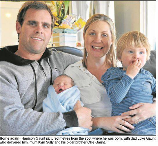 The Gaunt family on the front page of the Mail when Harrison was born. 