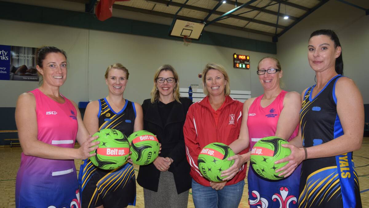 Busselton Netball Association received new balls to promote the Belt Up road safety message.