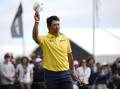 Hideki Matsuyama saluted after a brilliant Sunday 62 at the Genesis Invitational PGA Tour event. (AP PHOTO)