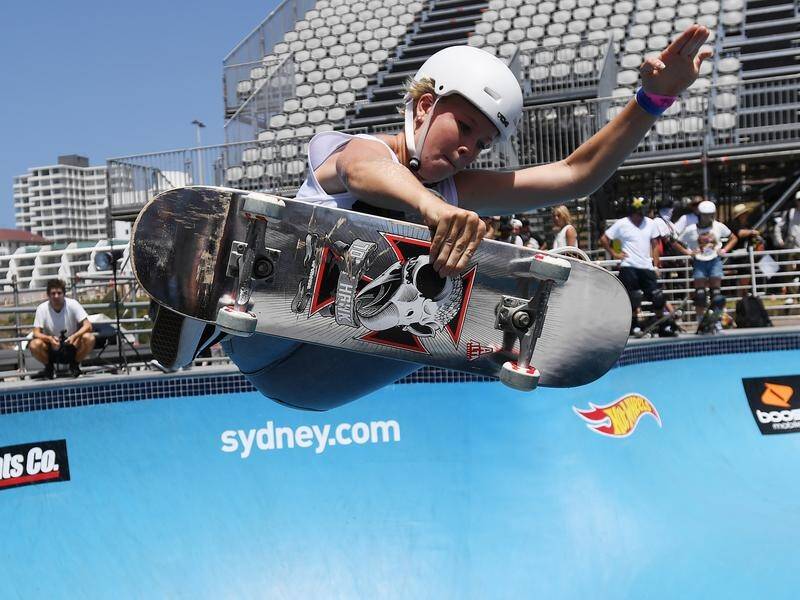 Skateboarder Poppy Olsen is one of the Australian athletes to receive a funding boost from the AOC.