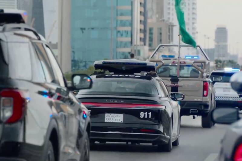Lucid Air Police Cars with Launching Drones