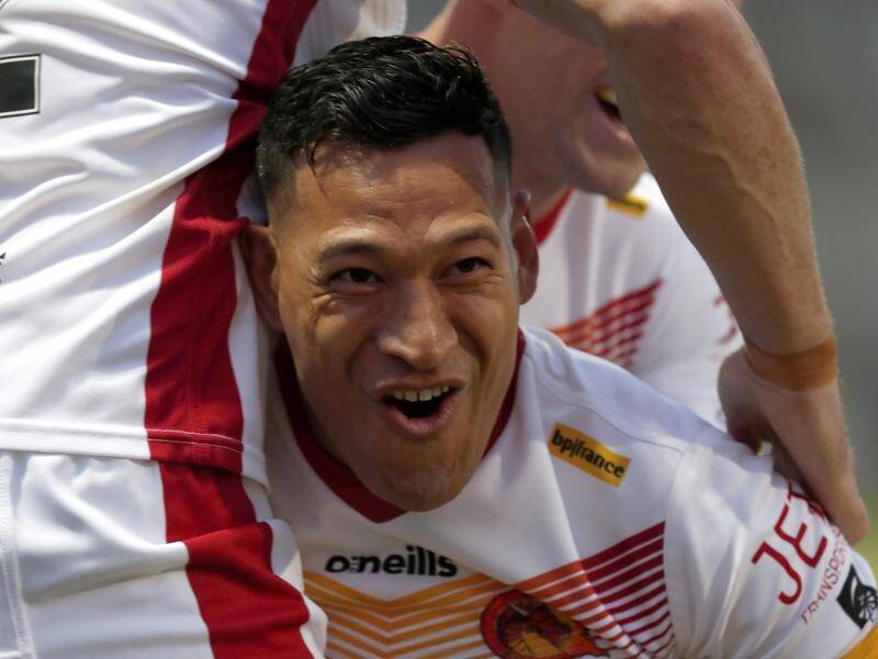 Catalans debutant Israel Folau has scored a try against Castleford in the Super League.