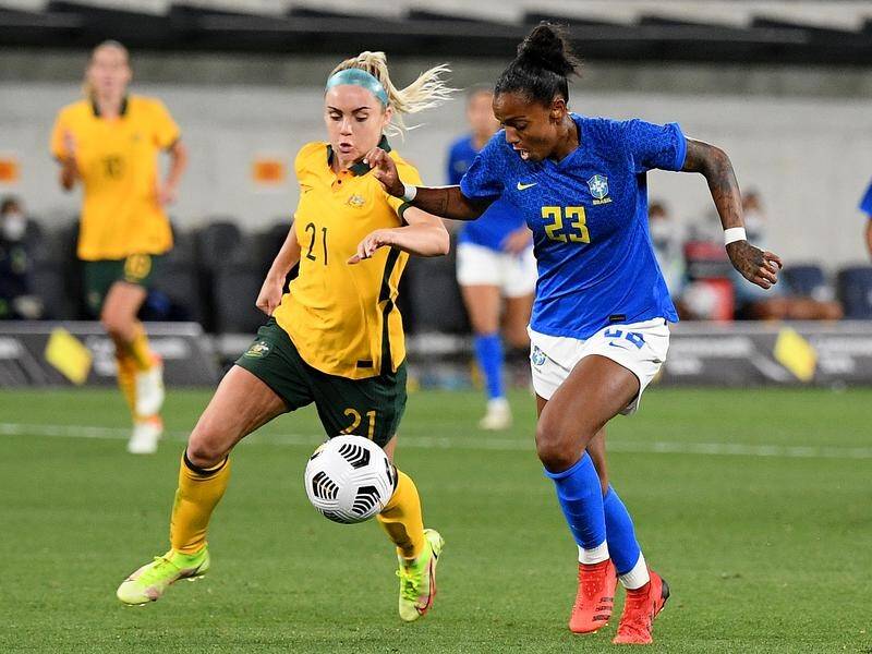 Brazil have reeled in a two goal deficit to draw 2-2 with the Matildas in Sydney on Tuesday.