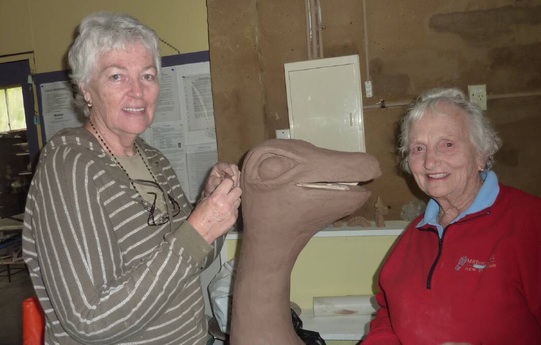 Creating: Blanche Lindegger and Val Barrett working on the club project.