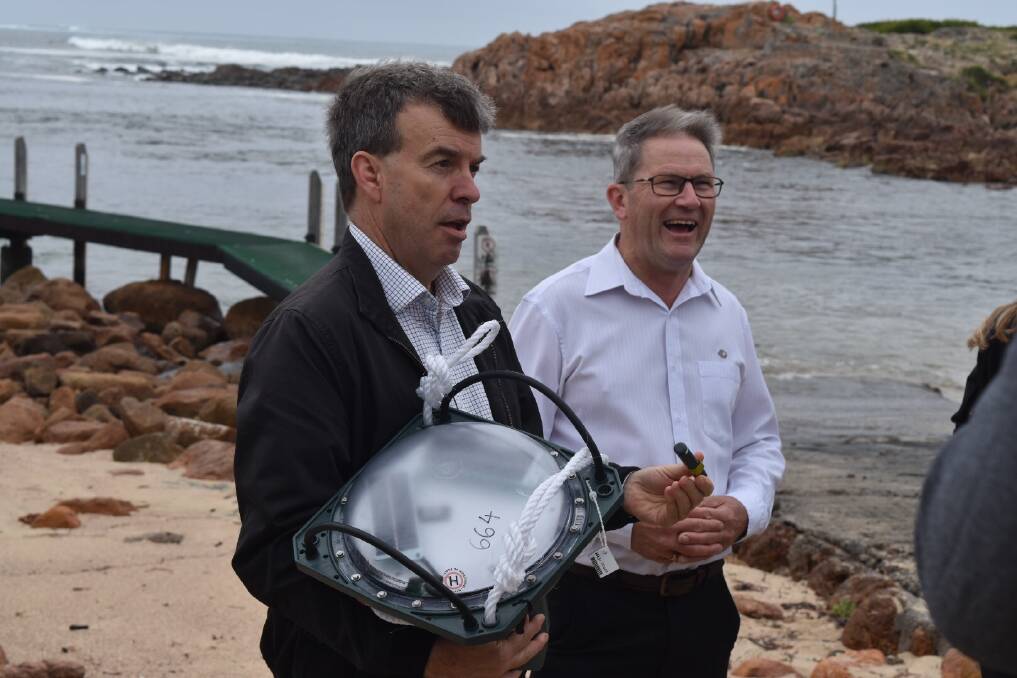 Fisheries Minister Dave Kelly and Augusta Margaret River Shire acting CEO Dale Putland in Gracetown. Photo: Nicky Lefebvre