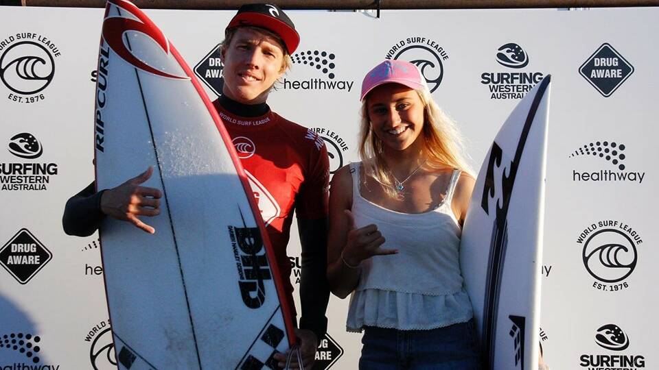 Jacob Willcox and Mia McCarthy took out the Drug Aware WA Local trials to secure a spot in the Pro this year. Photo: Surfing WA / Majeks