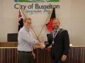 Councillor Richard Beecroft (left) with City of Busselton Mayor Phill Cronin on Monday. Picture via CoB. 